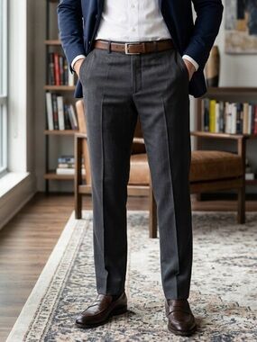 Jos A Bank Men’s Travelers Collection Charcoal Pants 31 Reg 100% Wool NWT